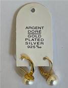 DORMEUSES CATALANES ARGENT DORE BOUTONS 08mm PERLES EAU DOUCE BLANC