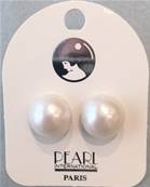 CLIPS ARGENT PERLES IRISEES BOUTONS 16mm BLANC