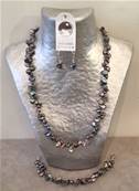 PARURE COLLIER+BRACELET+BOUCLES PERLES EAU DOUCE KESHIS couleur TAHITI