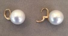 DORMEUSES CATALANES ARGENT DORE PERLES IRISEES BOULES 16mm BLANC