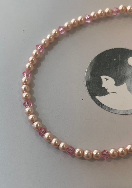BRACELET PERLES UREA ROSE et CRISTAL SW ROSE 03mm
