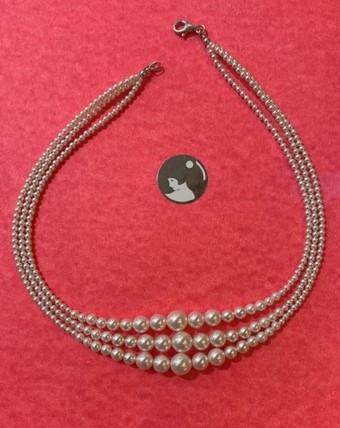 COLLIER 3 RANGS en DEGRADE CHUTE de 10 à 03mm PERLES de BOHEME de QUALITE STH. FERMOIR ARGENT 925°%