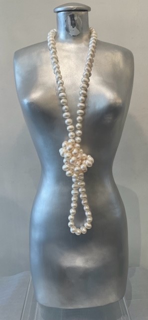 COLLIER 90cm SAUTOIR PERLES EAU DOUCE 08/09mm avec NOEUDS  FERMOIR ARGENT 925°%