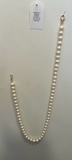 COLLIER PERLES EAU DOUCE 08mm 48cm NDS Fermoir ARGENT DORE