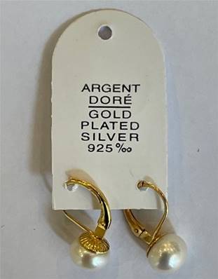 DORMEUSES CATALANES ARGENT DORE BOUTONS 08mm PERLES EAU DOUCE BLANC