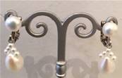 CLIPS PLAQUE ARGENT BOUTONS 06mm+BAGUE/RONDELLE+POIRES N°3 PERLES EAU DOUCE