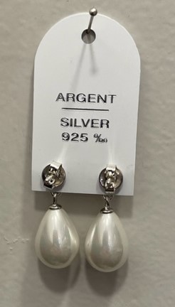 PUCES ARGENT 925°% BOUTONS PERLES EAU DOUCE NAT 07mm + POIRES POUDE DE PERLES 10x14mm PPL - BO/1027+1014