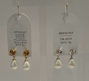 PUCES ARGENT DORE BOUTONS PERLES EAU DOUCE 05mm+POIRES PPL 07x10mm