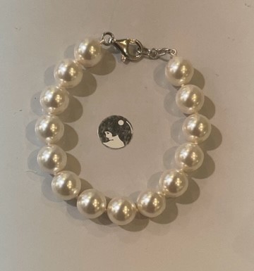 BRACELET PERLES BOHEME de qualité STH BLANC 12mm 20cm avec des NOEUDS FERMOIR ARGENT