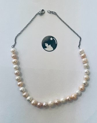 COLLIER PERLES EAU DOUCE MULTI COLOR 08/09mm 24cm NDS + CHAINE ARGT 20cm