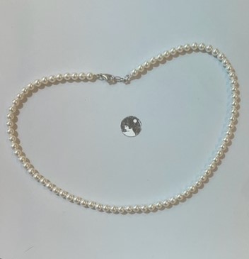 COLLIER 42cm PERLES de BOHEME de qualité STH BLANC 05mm  Enfilage simple Fermoir ARGENT