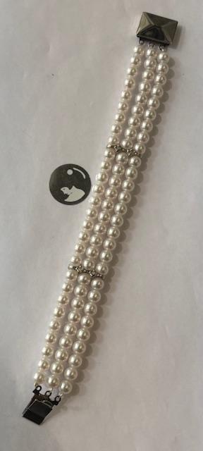 PARURE COLLIER  PERLES de BOHEME de qualité STH 05mm et BRACELET PERLES 06mm  Fermoir CLIQUET Argent Rhodié.