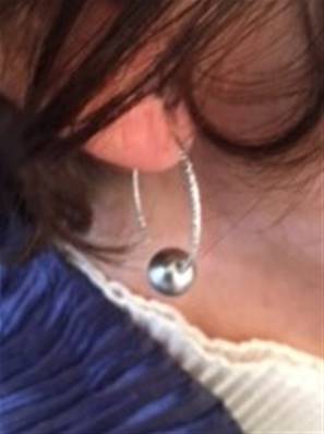 CREOLES ARGENT DIAMANTE 925°/°° N°17+PERLES de BOHEME 08mm GRIS
