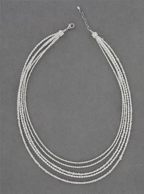 COLLIER 5 RANGS MINI PERLES EAU DOUCE - FERMOIR ARGENT