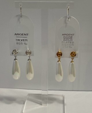 PUCES ARGENT BOUTONS NAT 05mm + LARMES PPL 08x20mm