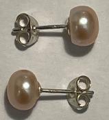 PUCES ARGENT BOUTONS 3/4 de 07mm PERLES EAU DOUCE ROSE PECHE