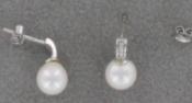 PUCES COQUILLES ARGENT STRASS 10CN1+PERLES IRISEES 10mm