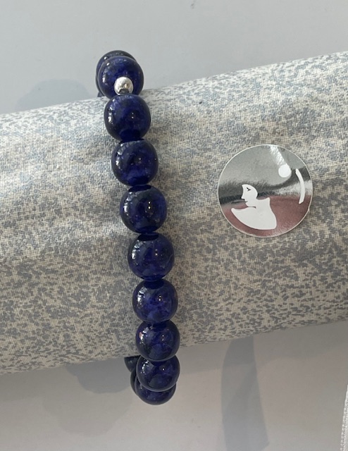 BRACELET ELASTIQUE 20 PERLES LAPIS LAZULIE 10mm 