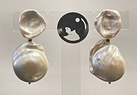 CLIPS ARGENT BOUTONS PERLES KESHIS + POIRES BAROQUES PERLES d'EAU DOUCE KESHIS
