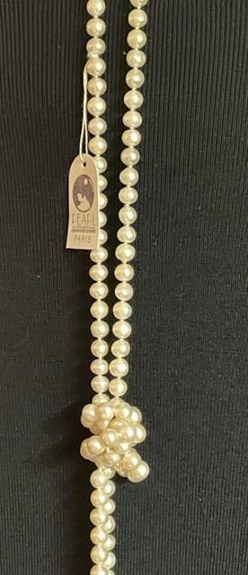 COLLIER 1m50 PERLES EAU DOUCE 07/08mm avec NOEUDS FERMOIR ARGENT 925°%