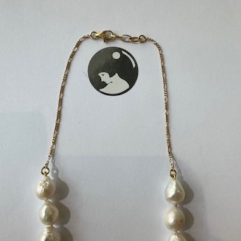 COLLIER PERLES EAU DOUCE BAROQUES 09.10mm sur 27cm + CHAINE PLO 17cm 