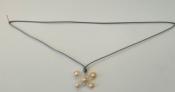 COLLIER CORDON GRIS 80cm  REGLABLE + PENDENTIF PAPILLON PERLES EAU DOUCE ROSE