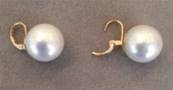 DORMEUSES CATALANES ARGENT DORE PERLES IRISEES BOULES 16mm BLANC