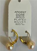 DORMEUSES CATALANES ARGENT DORE BOUTONS 08mm PERLES EAU DOUCE ROSE PECHE