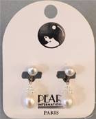 CLIPS PLAQUE ARGENT BOUTONS 06mm+BAGUE/RONDELLE+POIRES N°3 PERLES EAU DOUCE