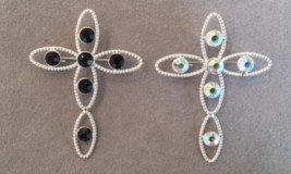 COLLIER CORDON NOIR 80cm REGLABLE + PENDENTIF CROIX ARGENT 6 BOUTONS BLANC PERLES EAU DOUCE.
