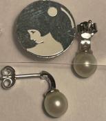 PUCES COQUILLES ARGENT STRASS 10CN1 + PERLES IRISEES 06mm