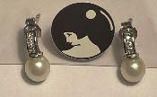 PUCES COQUILLES ARGENT STRASS 10CN1 + PERLES IRISEES 06mm