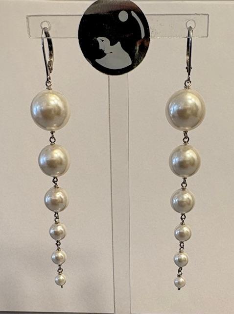 COLLIER 45cm PERLES STH 03mm+PENDANT CHUTE INVERSEE 12...03mm PERLES de BOHEME de qualité STH.FERMOIR ARGENT