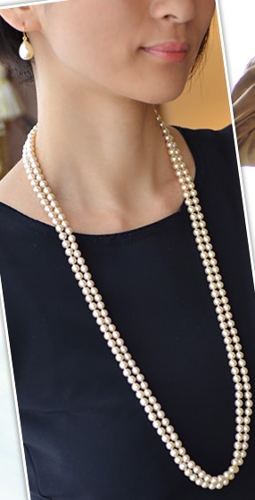 COLLIER 160cm SAUTOIR PERLES de BOHEME de qualité STH 06mm Crème. Enfilage avec des Noeuds FERMOIR ARGENT