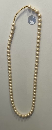 COLLIER 80cm PERLES BOHEME CREME 10mm FERMOIR TUBE DORE