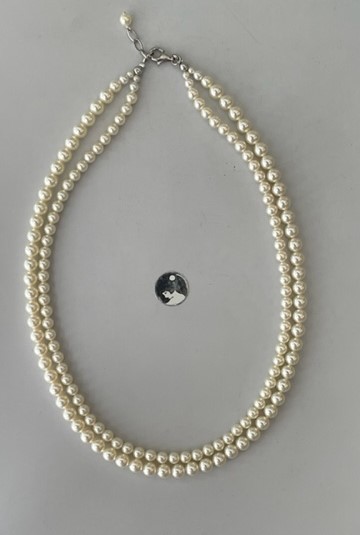 COLLIER 2 RANGS PERLES SW 05 et 06mm BLANC ou CREME 