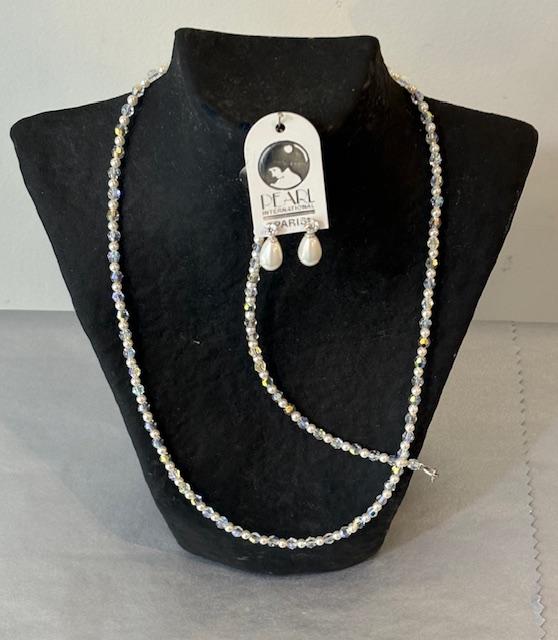 PARURE PERLES 03mm et CRISTAL 04mm COLLIER et BRACELET