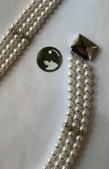 COLLIER 34cm PERLES de BOHEME de qualité STH 05mm FERMOIR CLIQUET en ARGENT RHODIE