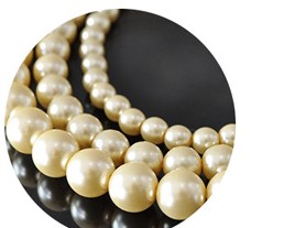 COLLIER 40cm PERLES de BOHEME BLANC de qualité STH 08mm  avec des Noeuds Fermoir AD