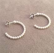 CREOLES ARGENT 925°% N°10+MINI PERLES UREA 02mm BLANC 
