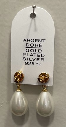 PUCES ARGENT DORE BOUTONS PERLES EAU DOUCE NAT 07mm + POIRES PPL 10X14mm