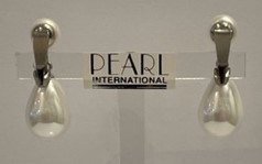 CLIPS BABY PLAQUE OR BOUTONS NAT 08mm + POIRES 10x14mm PERLES de BOHEME qualité STH BLANC