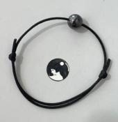BRACELET ajustable CORDON POLYAMIDE NOIR +1 PERLE de BOHEME qualité STH 10mm - 