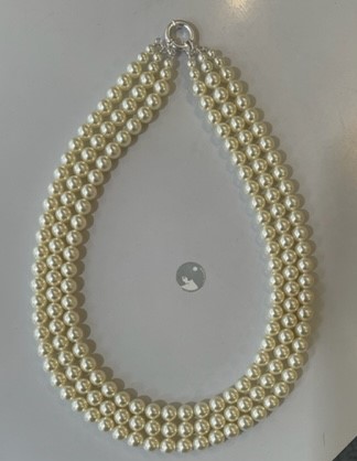 COLLIER 3 RANGS PERLES BOHEME de qualité STH 08mm BLANC ou CREME SSND FERMOIR ARGENT "BOUEE" 