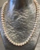 COLLIER PERLES EAU DOUCE 06/6.5mm 35cm. Enfilage simple. Fermoir ARGENT