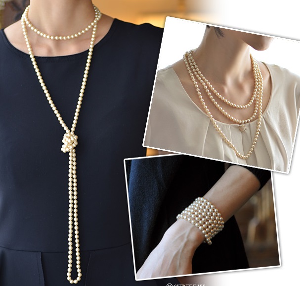 COLLIER PERLES BOHEME 06mm 120cm avec des Noeuds Fermoir A