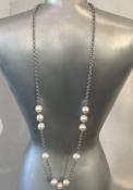 COLLIER 62cm CHAINE ARGENT+11 PERLES EAU DOUCE 08:09mm
