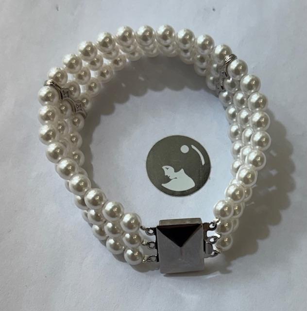 PARURE COLLIER  PERLES de BOHEME de qualité STH 05mm et BRACELET PERLES 06mm  Fermoir CLIQUET Argent Rhodié.