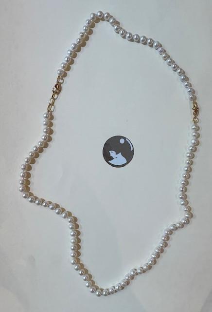 BRACELET PERLES EAU DOUCE 05mm 17cm ENFILAGE avec des NOEUDS FERMOIR ARGENT DORE