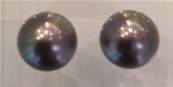 PUCES ARGENT PERLES IRISEES BOUTONS 12mm NOIR IRISE couleur TAHITI